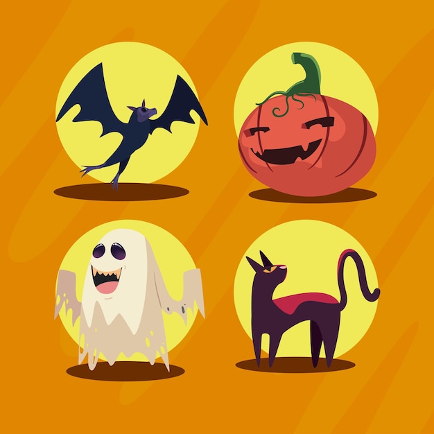 Flat halloween items