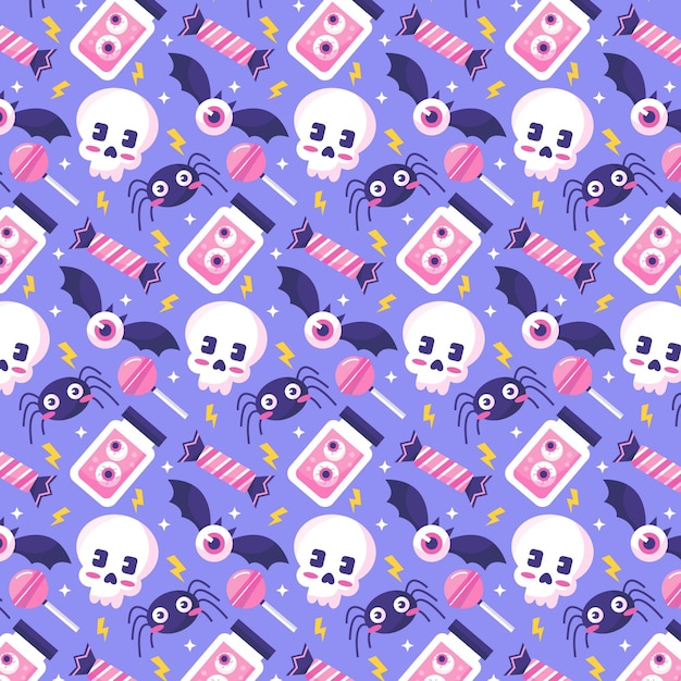 Vector flat halloween pattern design