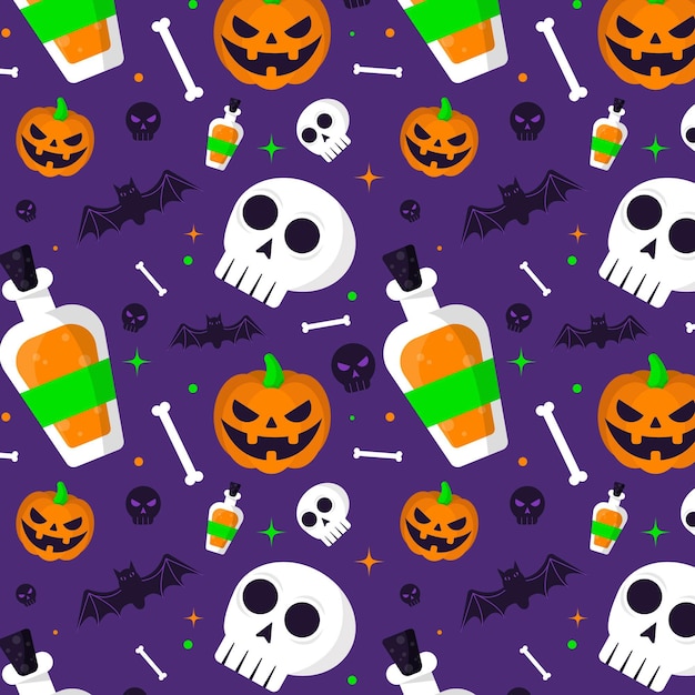 Vector flat halloween pattern design