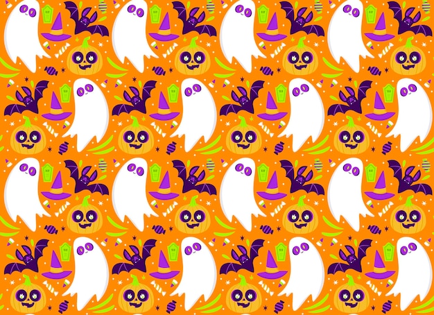 Vector flat halloween patterns collection