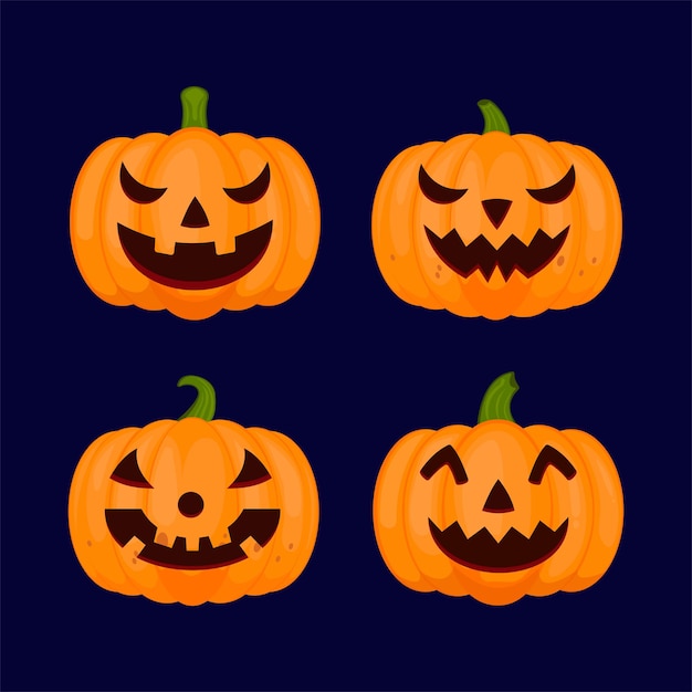 Flat Halloween Pumpkins Collection