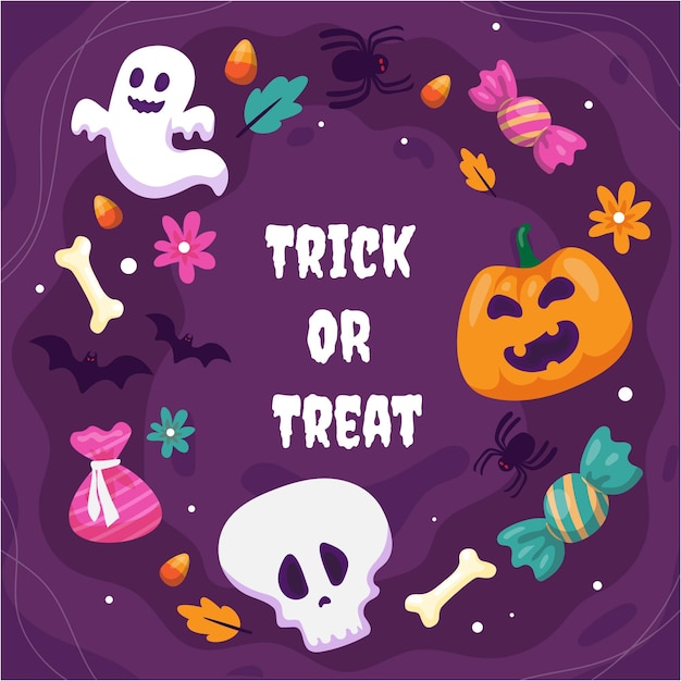 Flat halloween social media frame template