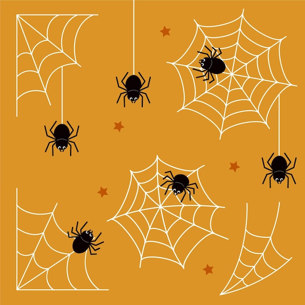 Vector flat halloween spiders collection