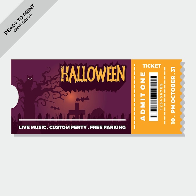 Vector flat halloween tickets template