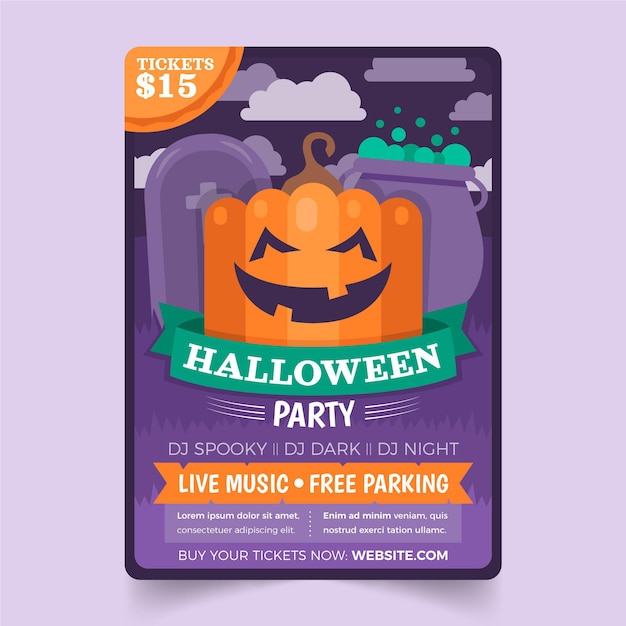 Vector flat halloween vertical flyer template