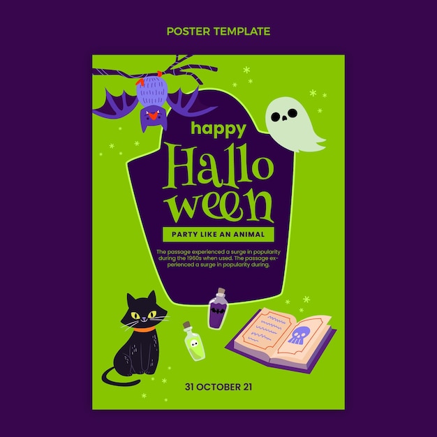 Flat halloween vertical poster template