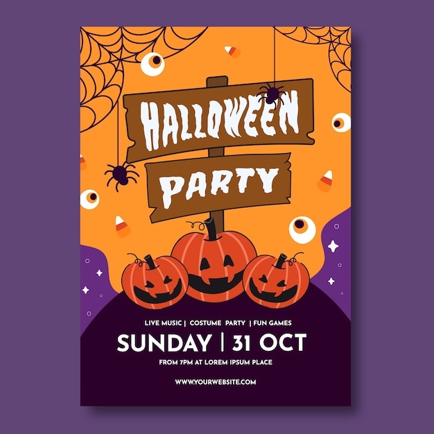 Vector flat halloween vertical poster template