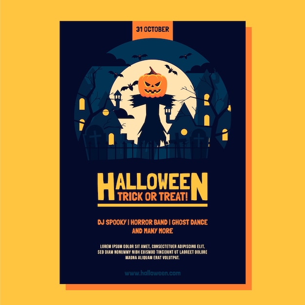 Vector flat halloween vertical poster template