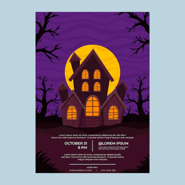 Vettore modello di poster verticale piatto di halloween