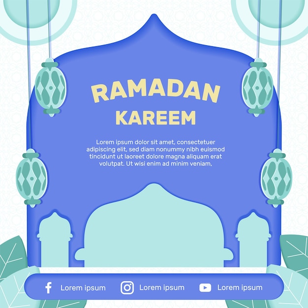 Flat hand draw ramadan kareem illustration