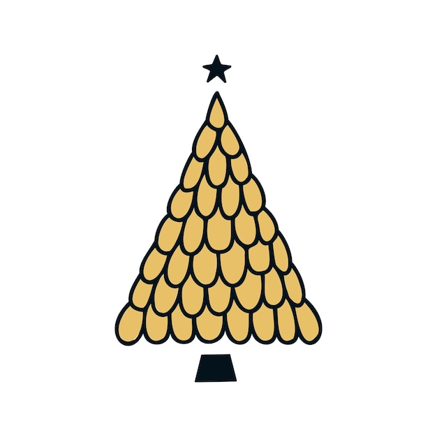 Flat hand drawn christmas tree vector illustration