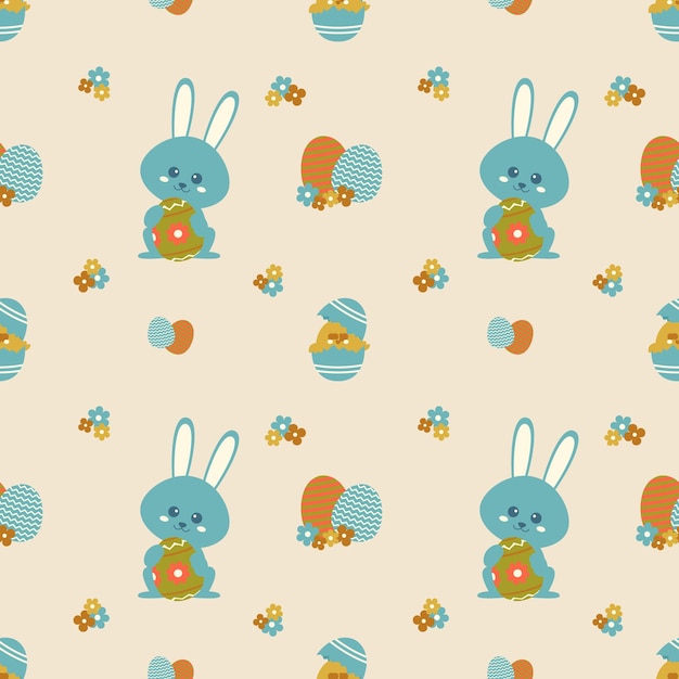 Flat hand drawn easter pattern Vector illustration