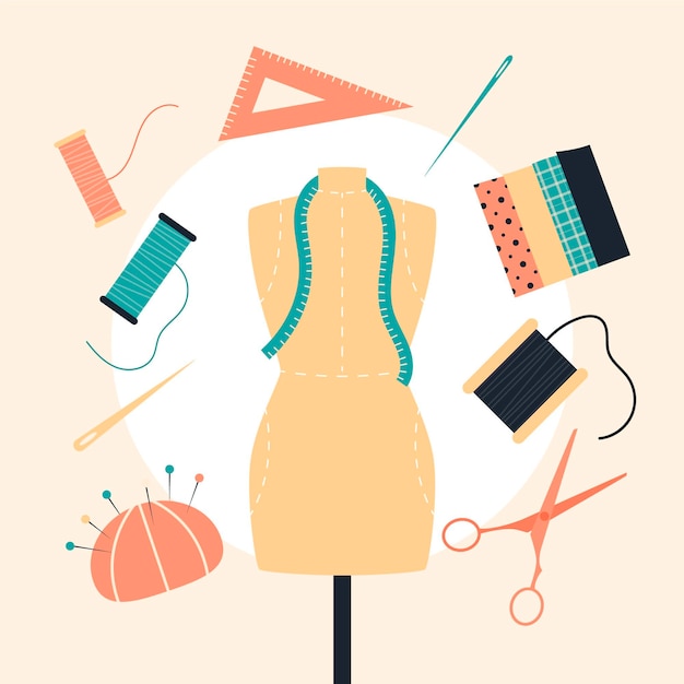 Flat-hand drawn fashion designer illustration