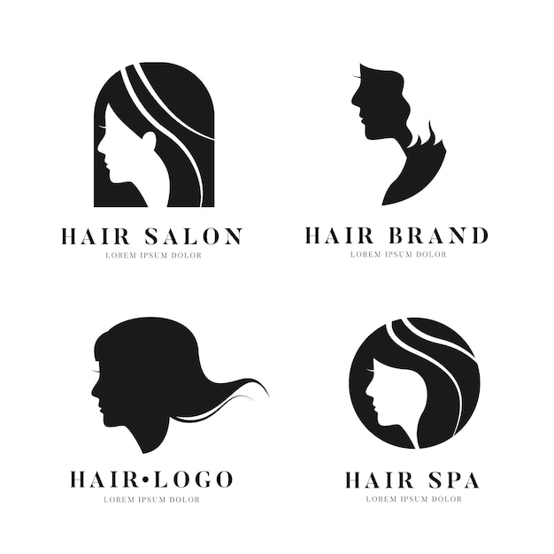 Flat-hand drawn hair salon logo collection