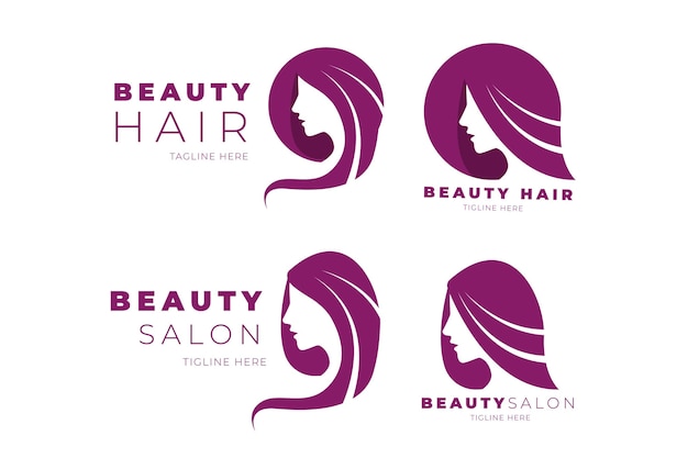 Flat-hand drawn hair salon logo collection