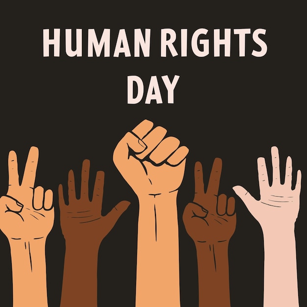 Flat hand drawn human rights day illustration