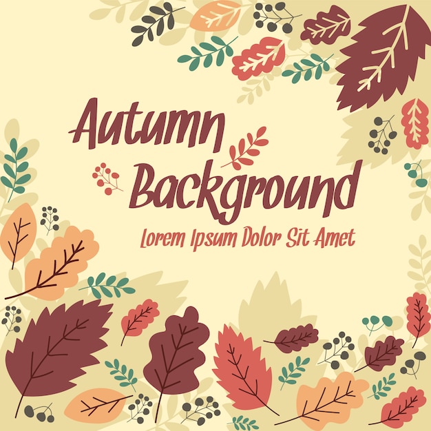 flat hand drawn pastel autumn background leaf template