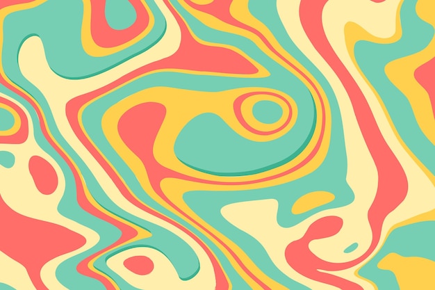 Flat-hand drawn wavy colored groovy background