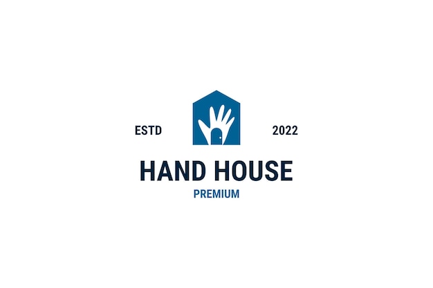 Flat hand house logo design vector template illustration idea