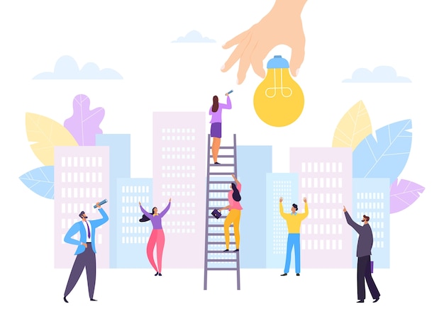 Flat hand with success idea illustration