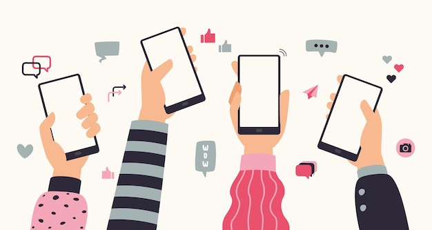 flat hands holding mobile phone