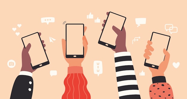 flat hands holding mobile phone