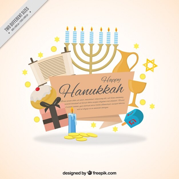 Sfondo hanukkah piatto con gli elementi decorativi