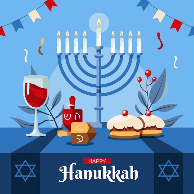 Vettore illustrazione piatta di hanukkah