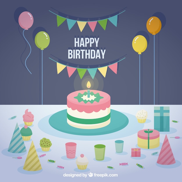 Flat Happy Birthday Card