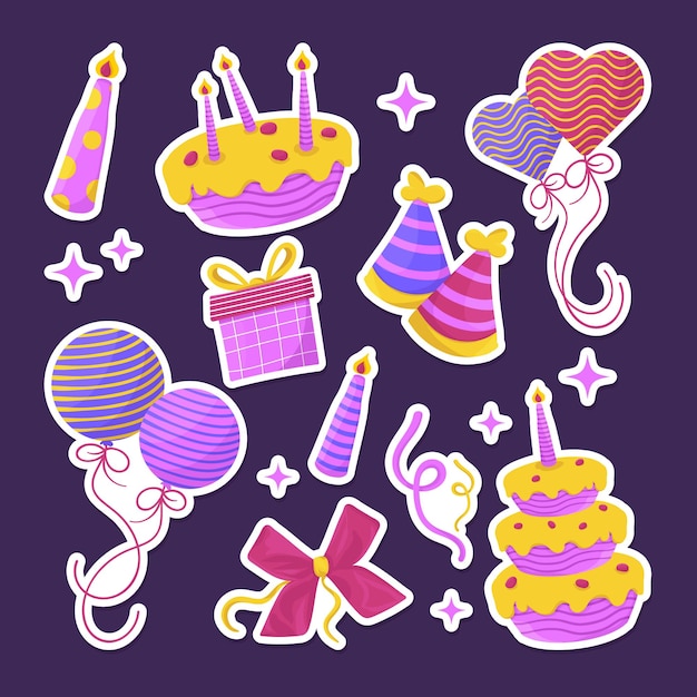 Vector flat happy birthday collections illustration