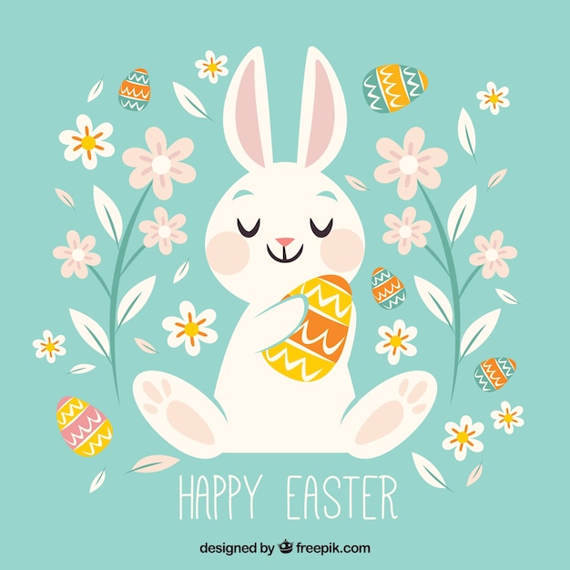 Flat happy easter day background