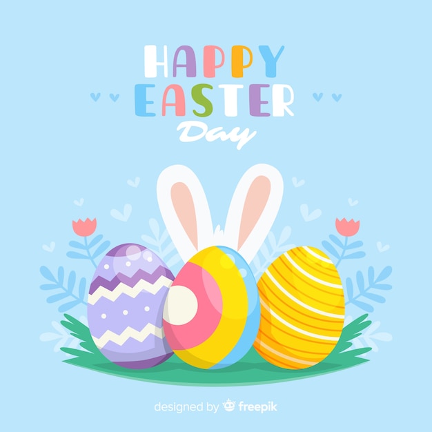 Flat happy easter day background