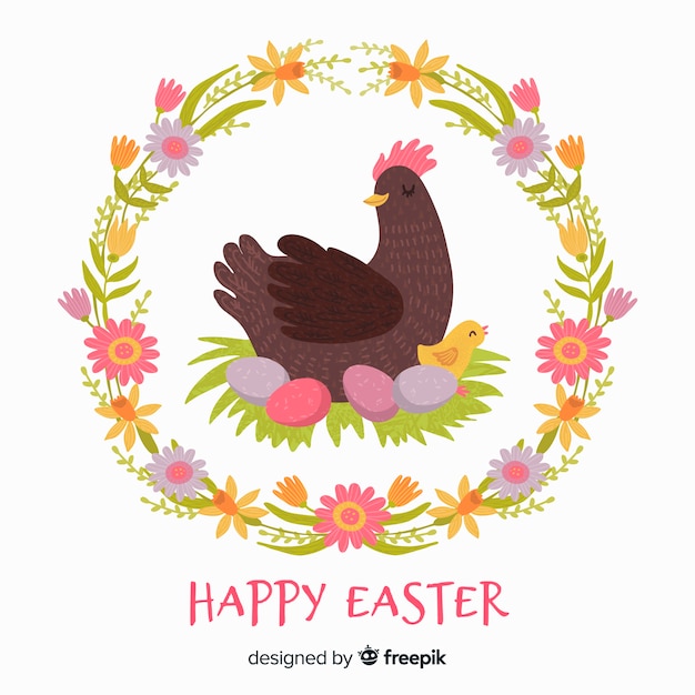 Flat happy easter day background