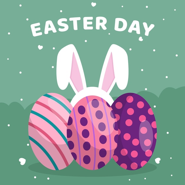 Flat happy easter day background