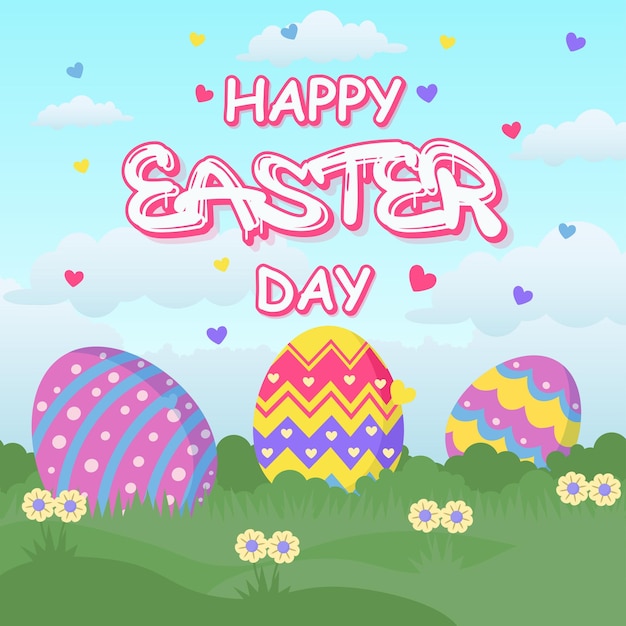 Flat happy easter day background