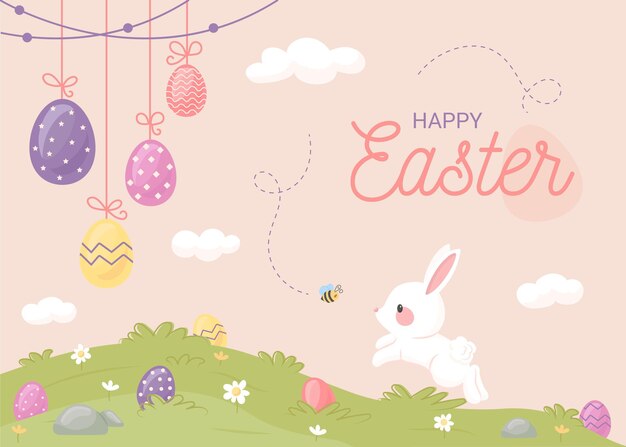 Vector flat happy easter illustration