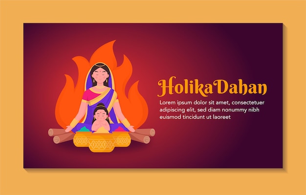 Flat happy holika dahan illustration