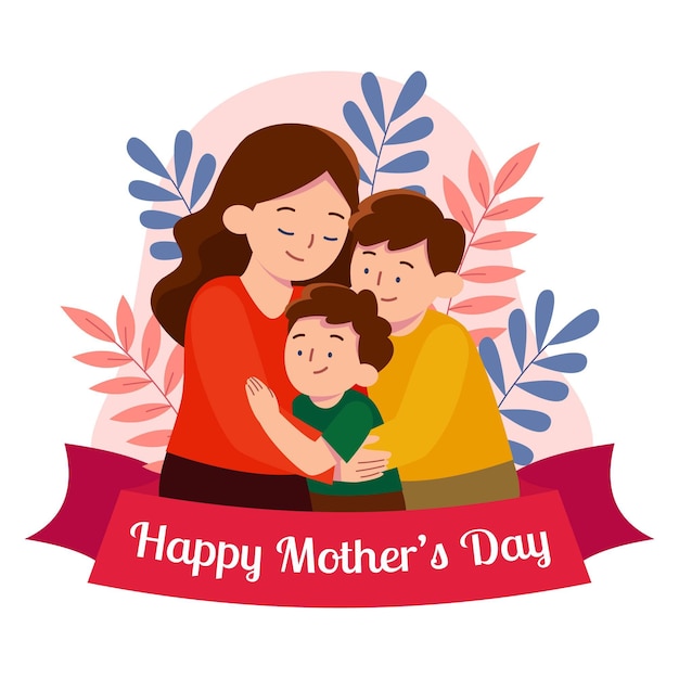 Flat happy mother's day illustration