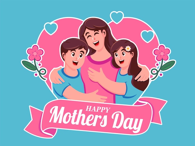 Flat happy mothers day illustration