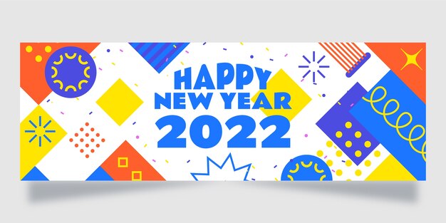 フラット新年あけましておめでとうございます2022バナーテンプレート