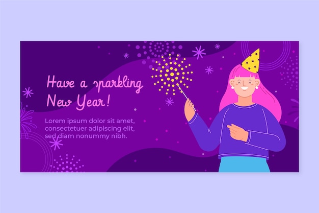 Vector flat happy new year 2022 horizontal banner