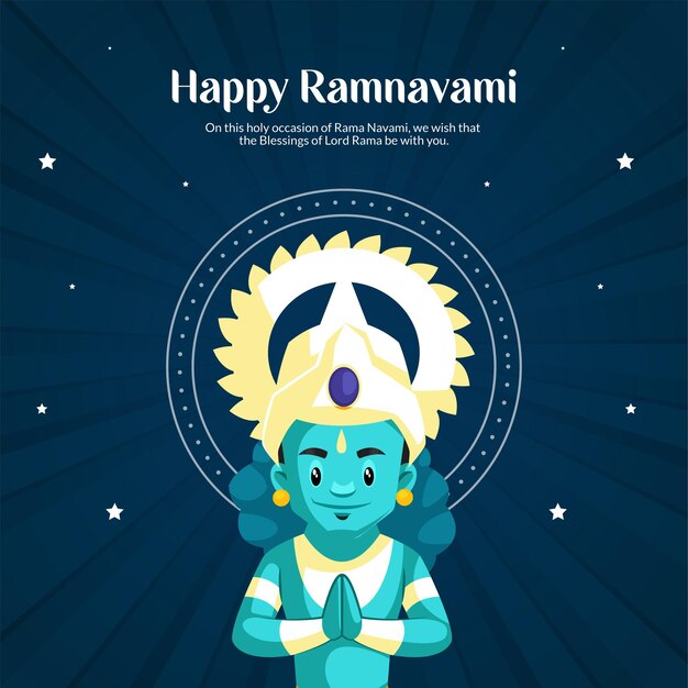 Flat Happy Ram Navami Indian festival banner design template