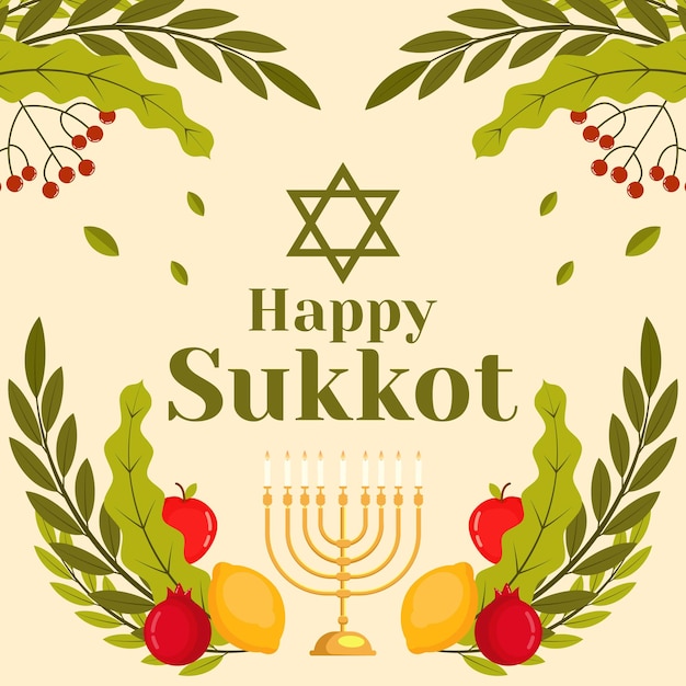 Flat happy sukkot illustration design