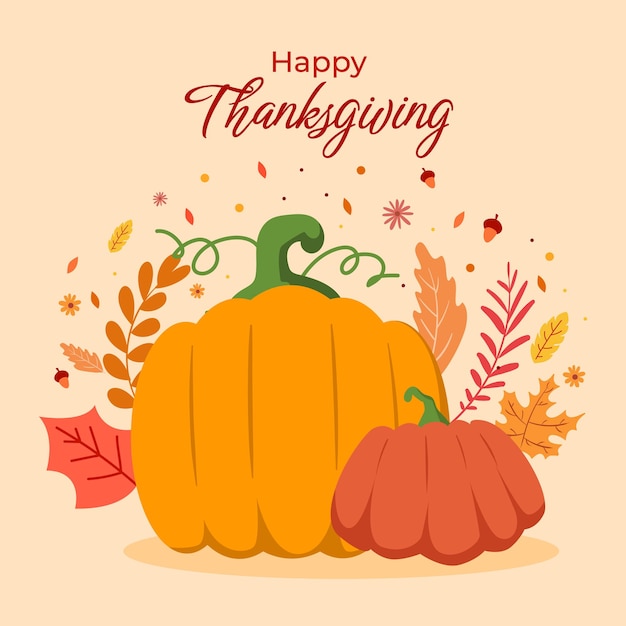 Flat happy thanksgiving day illustration