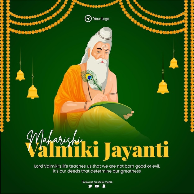 Flat happy Valmiki Jayanti banner design template
