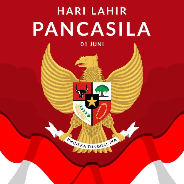 Flat hari lahir pancasila pancasila day illustration