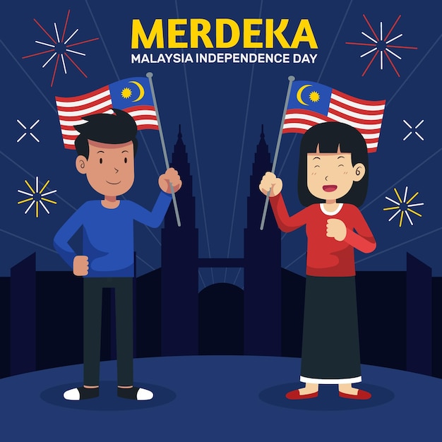 Flat hari merdeka illustration