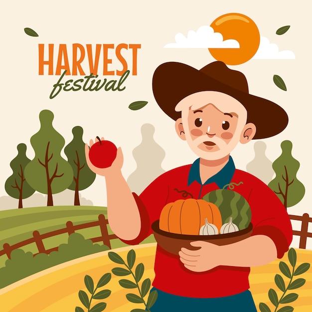 Vector flat harvest festival celebration illustration