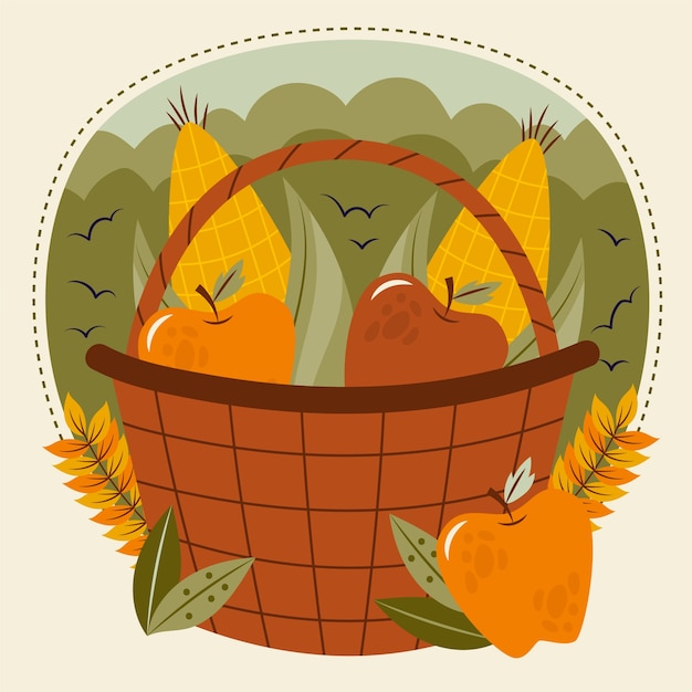 Vector flat harvest festival celebration illustration