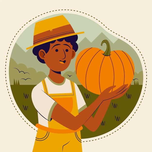 Vector flat harvest festival celebration illustration